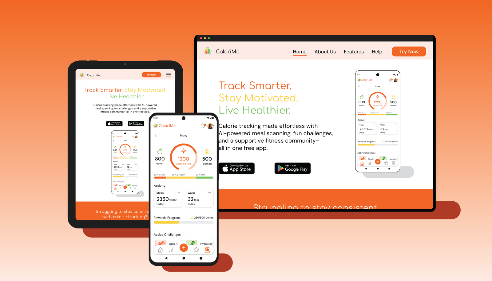 CaloriMe Responsive Design
